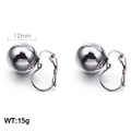 Orecchini a monachella in acciaio inossidabile argento con sfera lucida da 12mm - 12mm Argento Stile Chiusura a Scatto