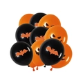 Set decorazione festa Halloween con palloncini in lattice arancione zucca e pipistrello - Palloncini stampati neri e arancioni