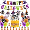 Halloween birthday party decoration set with spooky banners, balloons and hanging swirls - Halloween Decoration Set Type 5