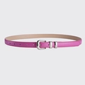 Summer candy color pink leather waist belt for women with silver metal buckle - Rose Red