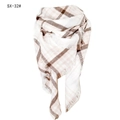 Fashionable cashmere-feel plaid triangle shawl with tassels in brown and white finish - Pink/White/Brown Plaid