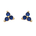 Elegant gold earrings with blue zircon in a clover pattern, premium jewelry design - 18K Gold / Blue