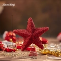 Sparkling red glitter Christmas tree topper star 20cm with spring base decoration - 20cm Red Tree Top Star