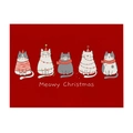 Christmas cotton linen placemat with cute cats illustration and Meowy Christmas text - Meowy Christmas Cats