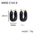 U-förmige schwarze Creolen aus Edelstahl mit einer Höhe von 20 mm für Damen - Moderner Schwarzer U-Form (NMSE-C145-8)
