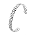 Elegant silver hollow mesh chain open cuff bracelet in durable titanium steel - Y592-2 Silver Lattice Mesh