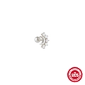 Silver S925 sterling silver moon and star stud earring with clear zircon inlay - Single White Gold #4 (Five-Gem Moon)