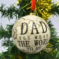 8cm Father memorial plastic ball ornament with map pattern and Dad text for Christmas tree - Globe Dad