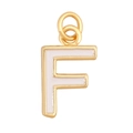 Golden letter F charm pendant with white enamel inlay for necklaces and jewelry - White - Letter F