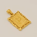 Pendentif carré doré avec cadre ajouré en filigrane et motif central en relief - P-Pendentif Seul