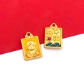 Golden Fu character and Buddha pendants with lucky engraving for DIY jewelry - 1pc Double-Sided Lucky Buddha Charm-11x17mm