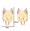 Hollow golden wolf head stud earrings featuring 7mm width and 10mm height dimensions - Wolf Head / Gold