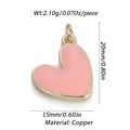 Ciondolo a cuore in smalto rosa con placcatura oro 14K e base in rame 20mm per gioielli - Bordo Rosa Cuore (76)
