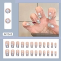 Macro detail of MY042 taupe gradient press-on nails with white star patterns - MY042 Blue Stars