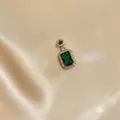 Vintage emerald cut green gemstone pendant necklace in gold with diamond accents - Emerald Green Pendant Only (Gold)