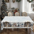 Detail of Christmas nativity scene tablecloth with holy family and winter landscape - Zb695-3 / 40*60cm Brushed Fabric
