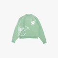 Maglione in maglia Y2K verde streetwear con motivo Cupido e cuore bianco - Taglia M / Verde