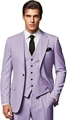 Detail of light purple slim fit three-piece business suit with jacket, vest and tie - 2XS / Light Purple
