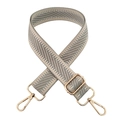 Detail of beige woven bag strap with adjustable golden metal buckle and lobster clasp - Light Gray