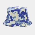 Detailed close-up of blue camo bucket hat showing canvas texture and clean stitching - Light Blue Camouflage (Y-8#)