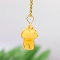 Handcrafted yellow crystal mushroom pendant necklace with gold wire wrap detail - Topaz Jade Gold-tone