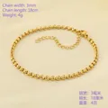 Minimalist 18K gold plated stainless steel 3mm rolo chain bracelet with lobster clasp - Rolo Chain
