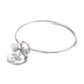 Poliertes Edelstahlarmband mit Gänseblümchen-Anhänger und Perle in elegantem Silber-Finish - April Gänseblümchen-Silber (KB158021-Z)