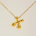 Polished gold-plated stainless steel necklace with 3D puffy letter X pendant - Gold - Letter X