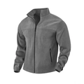 Men's grey full-zip polar fleece jacket with stand collar and zippered pocket - Dark Gray