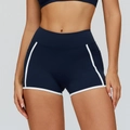 Marineblaue Yoga-Shorts mit hoher Taille, weißen Kontrastpaspeln und Seitentaschen - S / Abgrundblau