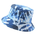 Cappello da pescatore reversibile in cotone pieghevole con motivo tie-dye blu e bianco - 58cm / Tie-dye Inchiostro Blu Scuro (Colore 11)