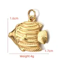 Golden fish pendant in stainless steel with wave pattern 1.6cm x 1.7cm size - BXGPJ079-Fish Shaped Pendant