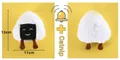 Detailed view of rice ball catnip toy with embroidery and dimensions 13cm x 11cm - Onigiri Rice Ball