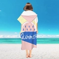 Adult microfiber hooded beach poncho towel with pink watermelon print for summer - Pullover Style - Abstract Watermelon