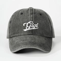 Gorra de béisbol vintage de algodón gris carbón lavado con bordado Gigi blanco y ajustable - Ajustable / Negro