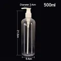 Detailed dimensions of 500ml transparent PET pump bottle with height and diameter specs - 500ml Clear Bottle (Lotion Pump)