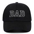 Close-up of DAD white 3D embroidery on a black cotton canvas vintage baseball cap - Adjustable / Black DAD