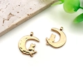 Gold cat on moon DIY charms with hammered and smooth textures for jewelry making - KC Gold Cat on Moon (18249)