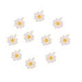 Set of 10 white daisy alloy charms with gold borders and yellow centers for DIY jewelry making - 10 Pieces Pack / 10# Large White Daisy