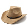 Cappello da cowboy in camoscio cammello a tesa larga con fibbie argentate vintage - M (56-59cm) / Scamosciato Cammello