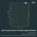 A4 clear 11-hole photo sleeves with 3-pocket layout and 0.08mm thickness 10 pieces - A4 11 Holes Vertical 3-Pocket Pages 10 Sheets 56#