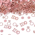 Confetti glitter oro rosa con testo I DO e forme di anelli con diamante per nozze - Coriandoli Misti IDO + Anello e Punto Oro Rosa / 100 Pezzi/Confezione