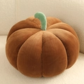 Brownish-orange corduroy pumpkin pillow with green stem on a soft plush carpet - 18cm(0.15kg) / Brown