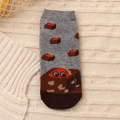 Women's cotton socks featuring grey base with cute chocolate cake and strawberry patterns - One Size / Grey Strawberry Cake (3552C)