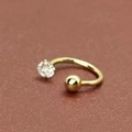Gold-plated S925 sterling silver horseshoe earring with cubic zirconia and screw-ball - Gold