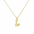 Macro detail of polished 3D balloon letter L pendant on a delicate gold chain necklace - Necklace L