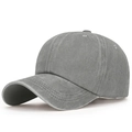 Deep grey washed cotton baseball cap with vintage distressed finish and curved brim - Adjustable / Gray