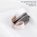 Pink ribbon bow hair clip with black mesh and sparkling rhinestones 5cm length - 4# Light Pink Banana Clip
