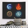 Arazzo dei segni zodiacali con simboli di fuoco terra acqua e aria sulla parete - Stile dei Quattro Elementi (GT2277) / Tessuto spazzolato-95x75cm