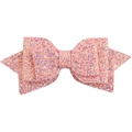 Sparkling pink glitter bow hair clip for ponytails and buns with a secure spring grip - Snow Bud Pink